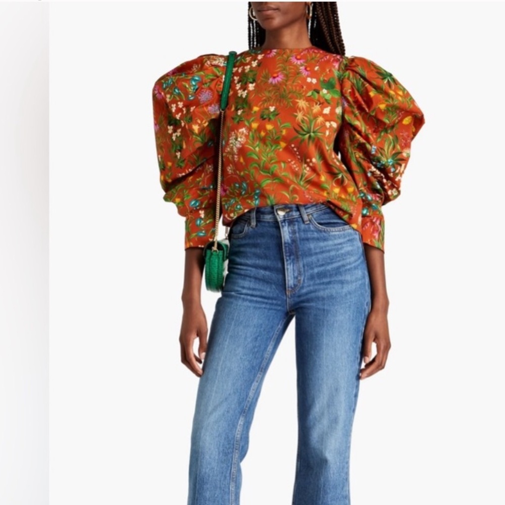 Oscar de la Renta Multicolor Floral Blouse